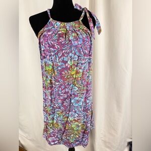 Blue Ginger Tropical Floral Halter Resort Dress Size S
